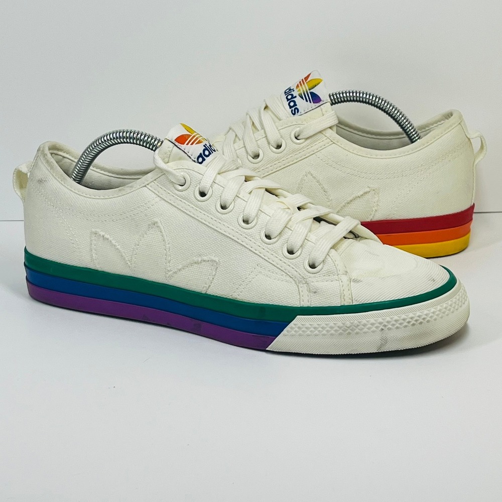 Adidas Nizza Platform Pride Sneakers Mens 7 Womens 8 White Rainbow GW2419